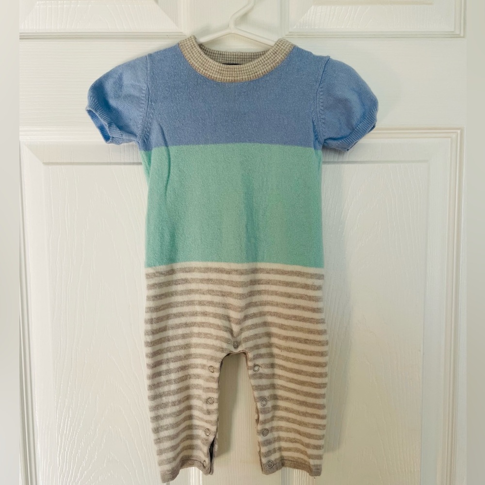 Tooby Doo cashmere shirtsleeve jumpsuit, size 3-6 months